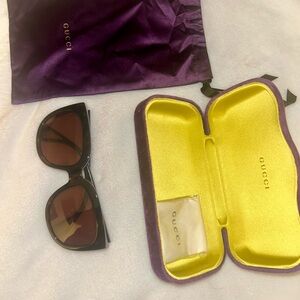 Gucci Black Sunglasses with Purple and Yellow Case